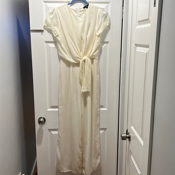 Ivory Satin Wide-Leg Jumpsuit from Lulus Size Small - Picture 1 of 3